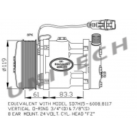 813009  SPREZARKA KLIMATYZACJI MAN TGA 09.02-,TG S 09.07-,TGX 09.07- D2868/D2676/D2066/D0836 TYP SANDEN,8-ROWKOWA,PAG-46