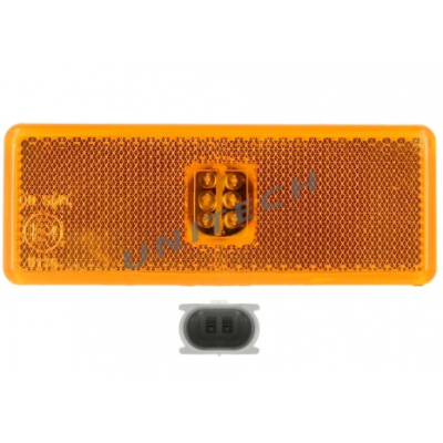 Lampa obrysoa L/P, pomarańczowa, LED, wys. 45mm; szer. 120mm, wpuszczana, MERCEDES ACTROS , ATEGO , 0005445411 , 0005447211